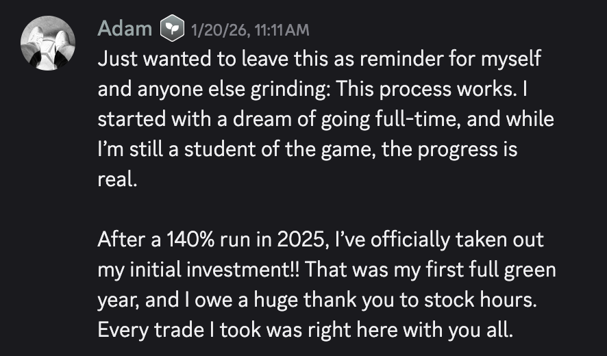 Adam — took out his initial investment after a 140% run in 2025