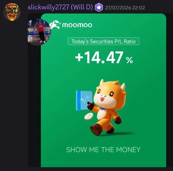 StockHours member sharing a profit screenshot in the community
