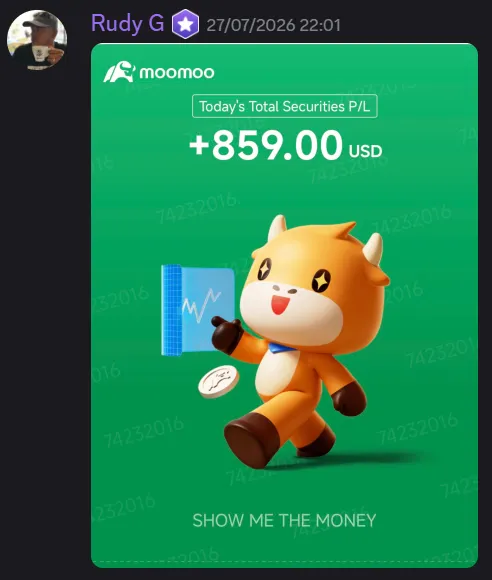 StockHours member sharing a profit screenshot in the community