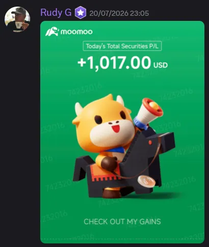 StockHours member sharing a profit screenshot in the community