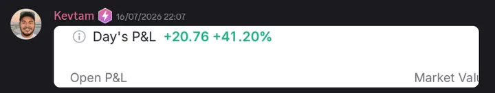 StockHours member sharing a profit screenshot in the community