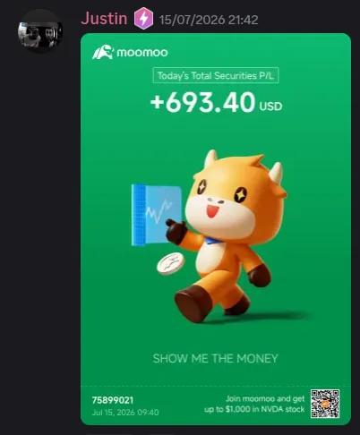 StockHours member sharing a profit screenshot in the community