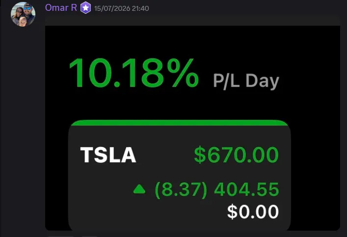 StockHours member sharing a profit screenshot in the community