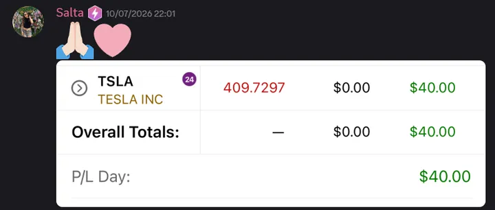 StockHours member sharing a profit screenshot in the community