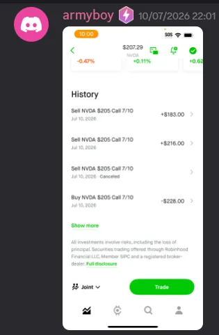StockHours member sharing a profit screenshot in the community