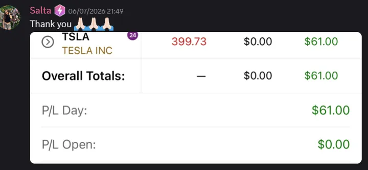 StockHours member sharing a profit screenshot in the community