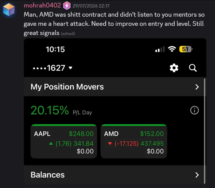 StockHours member sharing a profit screenshot in the community
