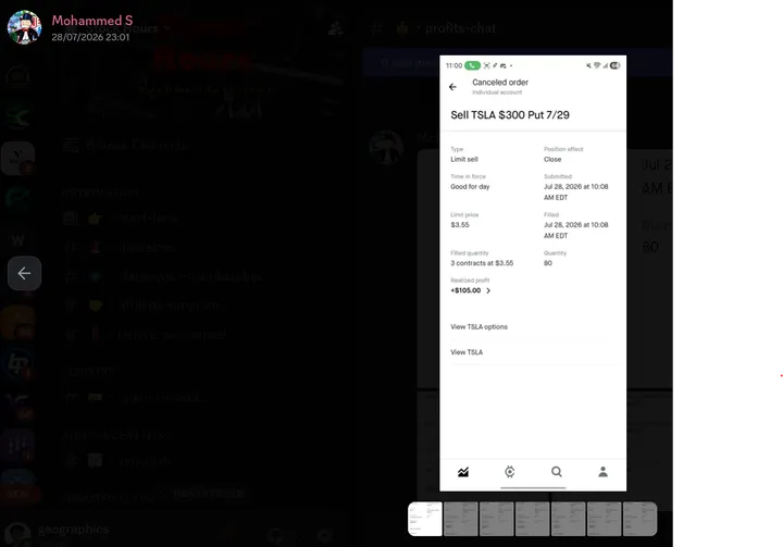 StockHours member sharing a profit screenshot in the community