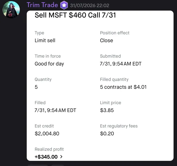 StockHours member sharing a profit screenshot in the community